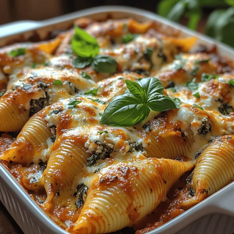 - 12-15 jumbo pasta shells - 2 cups fresh spinach, finely chopped - 1 cup ricotta cheese - 1/2 cup crumbled feta cheese - 1/2 cup shredded mozzarella cheese, divided - 1/4 cup grated Parmesan cheese - 1 large egg, beaten - 2 cloves garlic, minced - 1 teaspoon dried oregano - 1 teaspoon salt - 1/2 teaspoon freshly ground black pepper - 2 cups marinara sauce (store-bought or homemade) - Fresh basil leaves for garnish (optional)