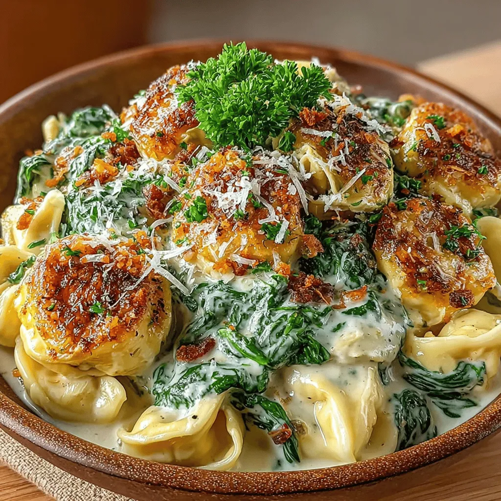 Indulgent Creamy Spinach and Artichoke Tortellini is a delightful dish that masterfully combines the rich, comforting flavors of creamy cheese, vibrant greens, and tender pasta. Originating from the beloved Italian cuisine, tortellini has made its way into kitchens around the world, often served in a variety of sauces and accompaniments. This particular recipe elevates the classic tortellini experience with the addition of fresh spinach and artichoke hearts, creating a dish that is not only visually appealing but also packed with flavor and nutrition.
