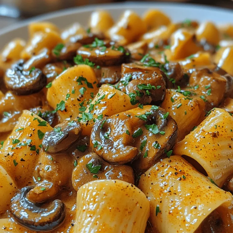 Mushroom Bliss Stroganoff is a delightful vegetarian adaptation of the classic Russian dish, offering a rich and savory experience that warms the heart and satisfies the palate. This recipe transforms humble ingredients into a luxurious meal, showcasing the earthy flavors of mushrooms complemented by creamy sauce and tender pasta. Whether served on a chilly evening or as a comforting weeknight dinner, this dish promises to deliver both comfort and satisfaction to anyone at the table.