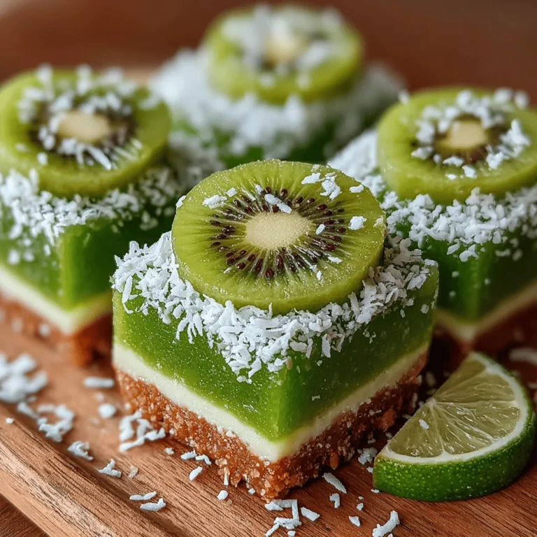 If you’re on the lookout for a refreshing dessert that captures the essence of summer, look no further than Tropical Kiwi Coconut Bliss Bars. These vibrant, no-bake bars are not only visually appealing but are also packed with tropical flavors that transport you to a sun-kissed beach with every bite. The combination of sweet kiwi and creamy coconut creates a harmonious balance that is both indulgent and invigorating, making it the perfect treat for a variety of occasions, from summer gatherings to healthy snacks.
