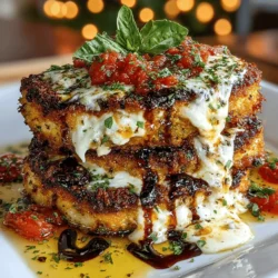 Eggplant Parmigiana Delight is a timeless Italian classic that transforms humble eggplants into a rich, comforting dish. This wonderful recipe showcases layers of marinara sauce, gooey mozzarella, and a crispy breadcrumb coating that captures the essence of Italian cuisine. The beauty of Eggplant Parmigiana lies not only in its flavor but also in its versatility—whether you're serving it for a family dinner or as part of a festive gathering, this dish is sure to impress anyone who takes a bite.