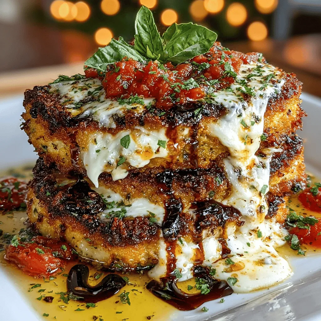 Eggplant Parmigiana Delight is a timeless Italian classic that transforms humble eggplants into a rich, comforting dish. This wonderful recipe showcases layers of marinara sauce, gooey mozzarella, and a crispy breadcrumb coating that captures the essence of Italian cuisine. The beauty of Eggplant Parmigiana lies not only in its flavor but also in its versatility—whether you're serving it for a family dinner or as part of a festive gathering, this dish is sure to impress anyone who takes a bite.