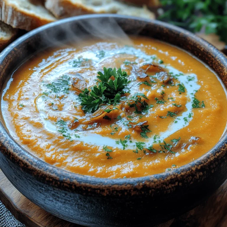 Heavenly Creamy Roasted Carrot Soup is more than just a dish; it's a warm embrace in a bowl, ready to nourish both body and soul. This delightful recipe combines the natural sweetness of roasted carrots with creamy undertones, creating a soup that is both comforting and satisfying. Whether you're curled up on a chilly evening or enjoying a light lunch, this soup offers a perfect blend of flavors that appeal to everyone, making it an ideal choice for families and dinner guests alike.