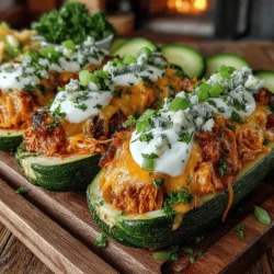 If you’re looking for a dish that combines health, flavor, and creativity, look no further than Buffalo Chicken Stuffed Zucchini Boats. This recipe is not only visually appealing but also packs a punch with its spicy buffalo chicken filling, nestled in tender zucchini shells. Perfect for a weeknight dinner or a fun gathering, these stuffed zucchini boats offer a delightful way to enjoy a classic flavor combination while keeping the meal light and nutritious.