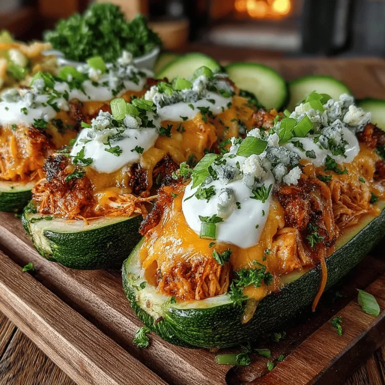 If you’re looking for a dish that combines health, flavor, and creativity, look no further than Buffalo Chicken Stuffed Zucchini Boats. This recipe is not only visually appealing but also packs a punch with its spicy buffalo chicken filling, nestled in tender zucchini shells. Perfect for a weeknight dinner or a fun gathering, these stuffed zucchini boats offer a delightful way to enjoy a classic flavor combination while keeping the meal light and nutritious.