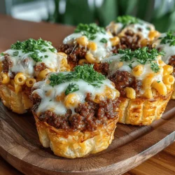Cheesy Mini Chili Mac Cups are the perfect blend of comfort food and convenience, making them an ideal choice for any occasion—from game day gatherings to cozy family dinners. Imagine the hearty warmth of chili paired with the creamy richness of melted cheese, all encased in a delightful, crispy shell. These mini cups not only pack a punch of flavor but also offer a fun, bite-sized way to serve up a beloved classic. Whether you’re hosting a party or simply looking for a quick weeknight meal, these Cheesy Mini Chili Mac Cups will surely impress your guests and family alike.