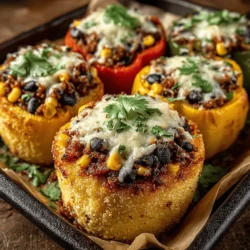 Cheesy quinoa stuffed bell peppers are a vibrant and nutritious dish that brings together the flavors of fresh vegetables, wholesome grains, and delicious cheese. This recipe not only satisfies your taste buds but also offers a visually appealing presentation, making it a perfect option for family dinners or gatherings. The combination of colorful bell peppers filled with a savory quinoa mixture is as appealing to the eyes as it is to the palate, making it a popular choice for health-conscious eaters and food lovers alike.