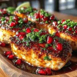 Pomegranate Glazed Chicken is a culinary masterpiece that beautifully marries the sweet and tart notes of pomegranate with the rich, savory flavor of chicken. This dish not only tantalizes the taste buds but also offers a stunning presentation that makes it ideal for various occasions. Whether you are planning a cozy weeknight dinner or a festive gathering, Pomegranate Glazed Chicken is sure to impress your family and guests alike. Its vibrant color and unique flavor profile make it a standout dish that can elevate any meal.