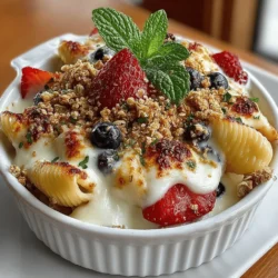 The Fruity Pasta Bake Delight is an innovative dish that combines the unexpected pairing of pasta and fresh fruits, resulting in a culinary experience that is both delightful and refreshing. Imagine a warm, creamy bake filled with the sweetness of ripe fruits and the comforting texture of pasta. This dish stands out not only for its unique flavor profile but also for its versatility. It's perfect for a variety of occasions, whether you're serving it at a family dinner, a casual potluck, or even as a special treat for a gathering with friends. The Fruity Pasta Bake Delight is not just a meal; it’s a centerpiece that can brighten any table.