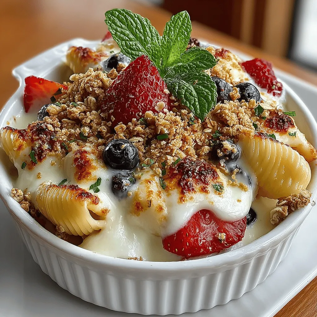The Fruity Pasta Bake Delight is an innovative dish that combines the unexpected pairing of pasta and fresh fruits, resulting in a culinary experience that is both delightful and refreshing. Imagine a warm, creamy bake filled with the sweetness of ripe fruits and the comforting texture of pasta. This dish stands out not only for its unique flavor profile but also for its versatility. It's perfect for a variety of occasions, whether you're serving it at a family dinner, a casual potluck, or even as a special treat for a gathering with friends. The Fruity Pasta Bake Delight is not just a meal; it’s a centerpiece that can brighten any table.