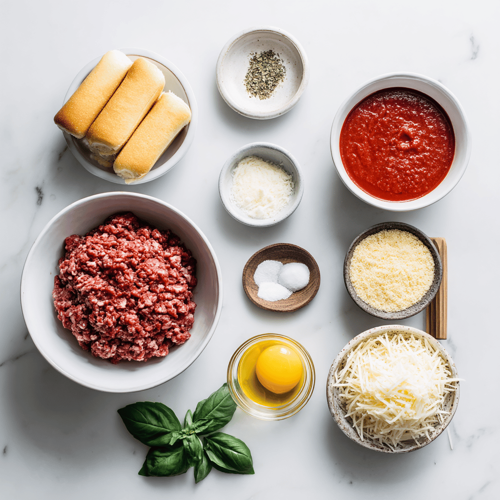 Ingredients for Busy Mom's Skillet-Garlic Meatball Sub Bites in 30 Minutes