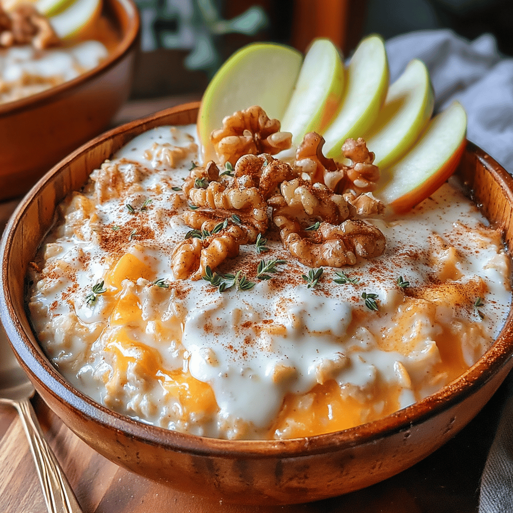 Comfort food at its finest, Creamy Skillet Apple Cinnamon Oatmeal is the perfect way to start your day or enjoy a warm, soothing snack. This delightful dish combines the natural sweetness of ripe apples with the warm, aromatic spices of cinnamon, creating a cozy atmosphere that transports you to a rustic kitchen on a fall morning. The creaminess of the oats, enhanced with a splash of milk or a dairy-free alternative, transforms this simple breakfast staple into a rich and satisfying meal.