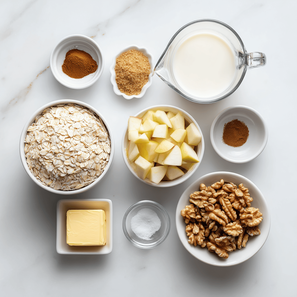 Ingredients for Creamy Skillet Apple Cinnamon Oatmeal