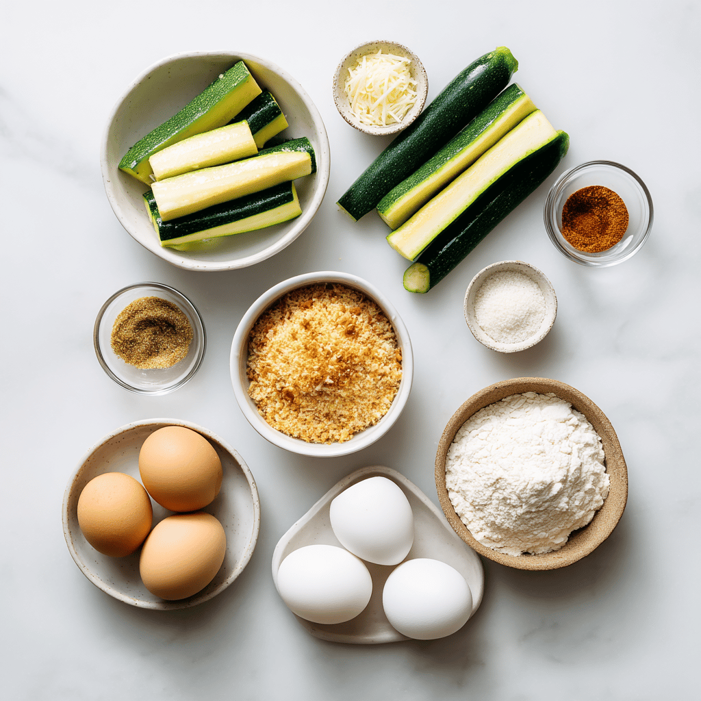 Ingredients for Crispy Air Fryer Parmesan Zucchini Fries