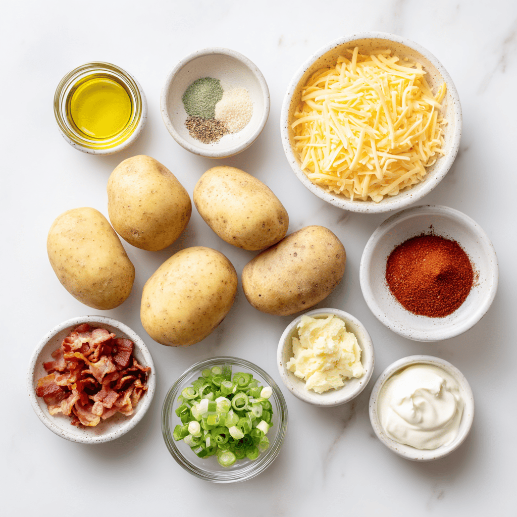 Ingredients for Fast and Flavorful Air Fryer Loaded Fries with a Cheesy Comfort Finish