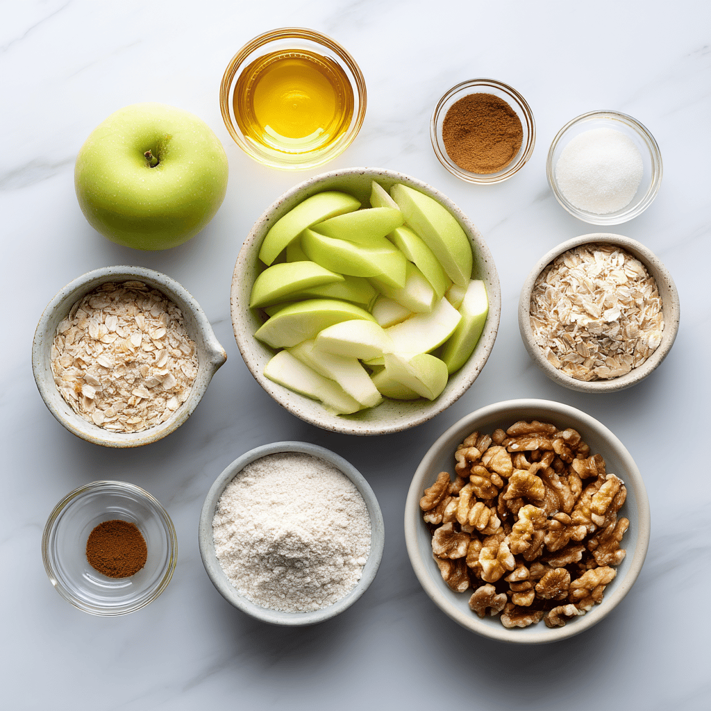 Ingredients for Quick Skillet Apple Crisp with a Healthy Twist