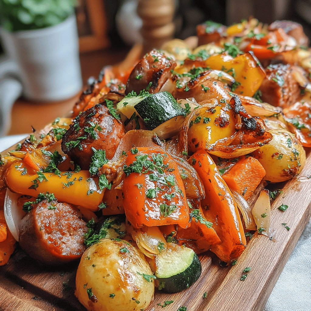 Welcome to a culinary adventure that makes meal prep both simple and satisfying! If you're looking for a delicious, wholesome dinner that requires minimal cleanup, then this Sheet Pan Sausage & Veggie Medley is the perfect recipe for you. Not only is it packed with vibrant colors and mouthwatering flavors, but it's also incredibly versatile – you can swap in your favorite vegetables, adjust the seasonings to your liking, and use whatever sausage you prefer, whether it's spicy, sweet, or plant-based.