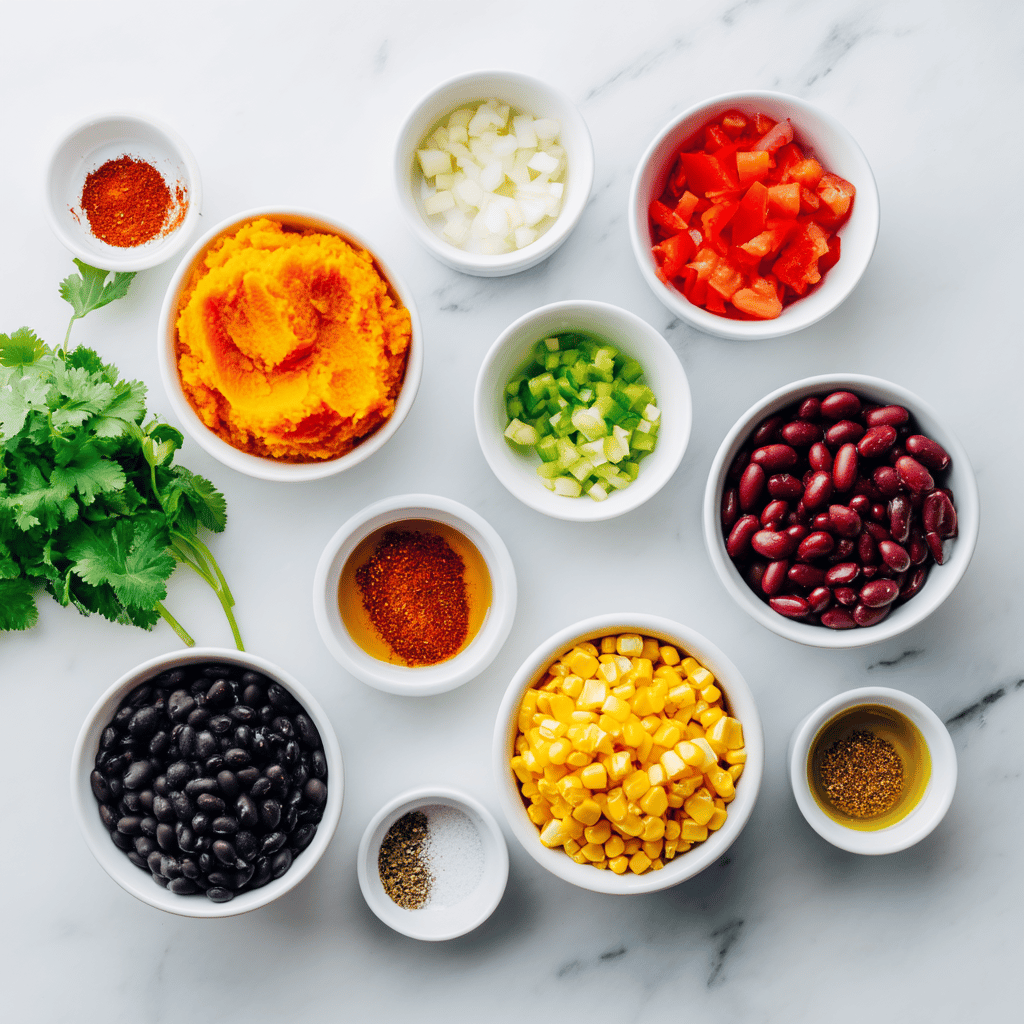 Ingredients for Slow Cooker Pumpkin Chili with Sweet Corn